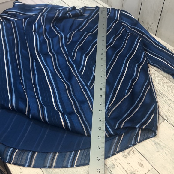 White House Black Market Striped Long Sleeve Surplice Blouse Medium - Picture 7 of 11